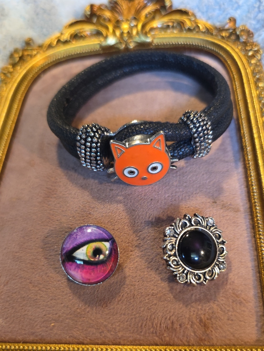 Vintage Interchangeable Ginger Snap Bracelet Bundle + 3 Charms
